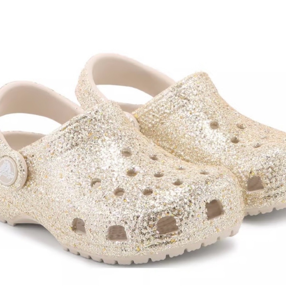 CROCS Kids Glitter Clog in Champagne Gold